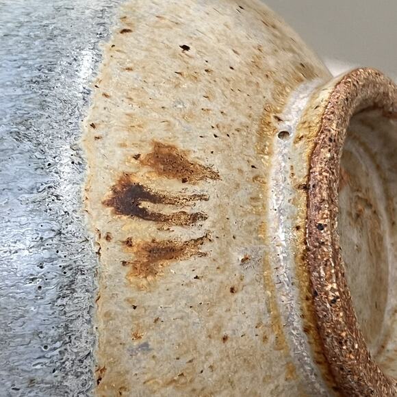 Studio Art Pottery Speckled Stoneware Blue Drip Glaze 5  Studio Art Pottery Bowl 5\